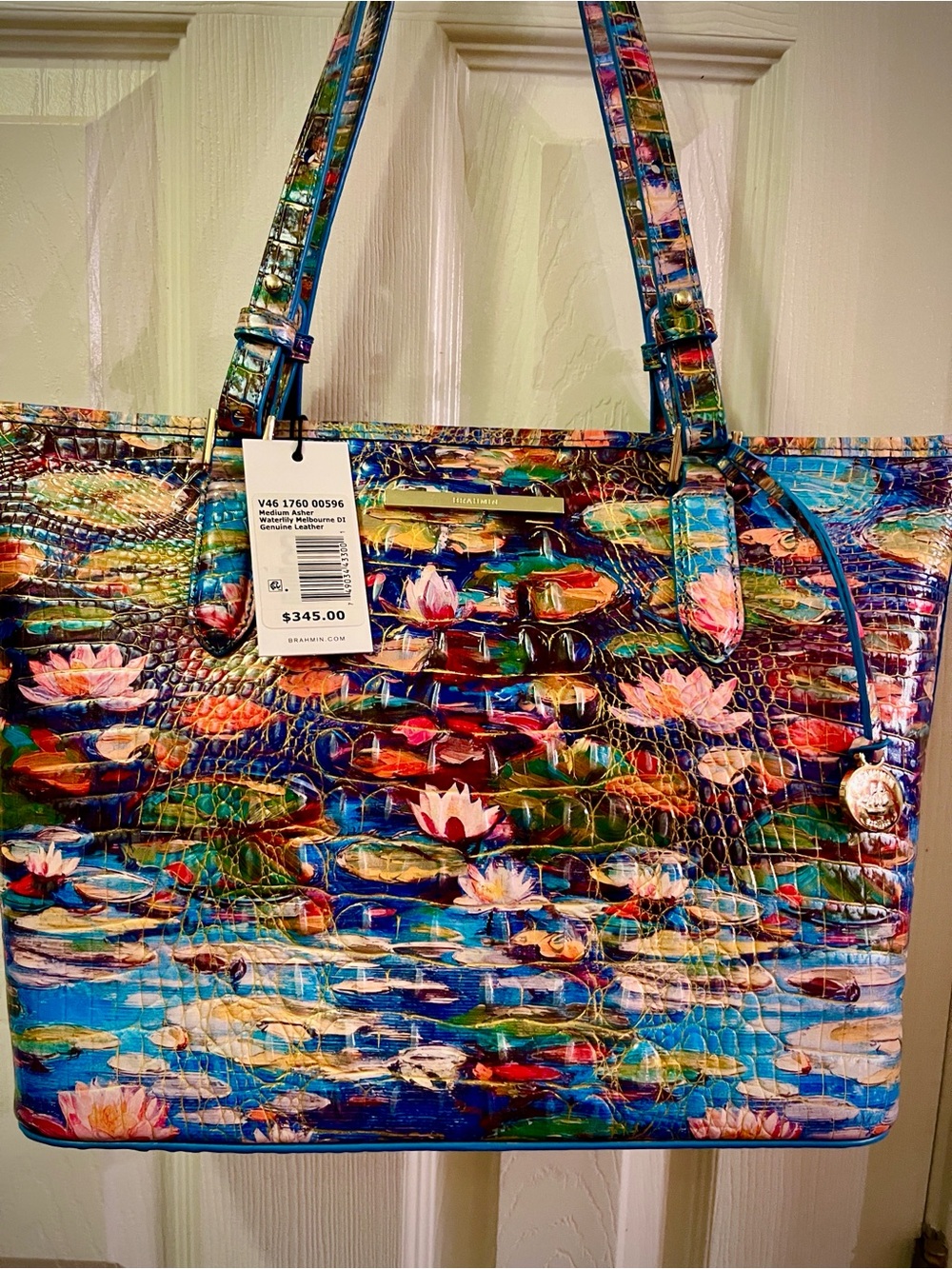 NWT~Brahmin LARGE SIZE Med ASHER “Waterlily” Embossed Leather Shoulder